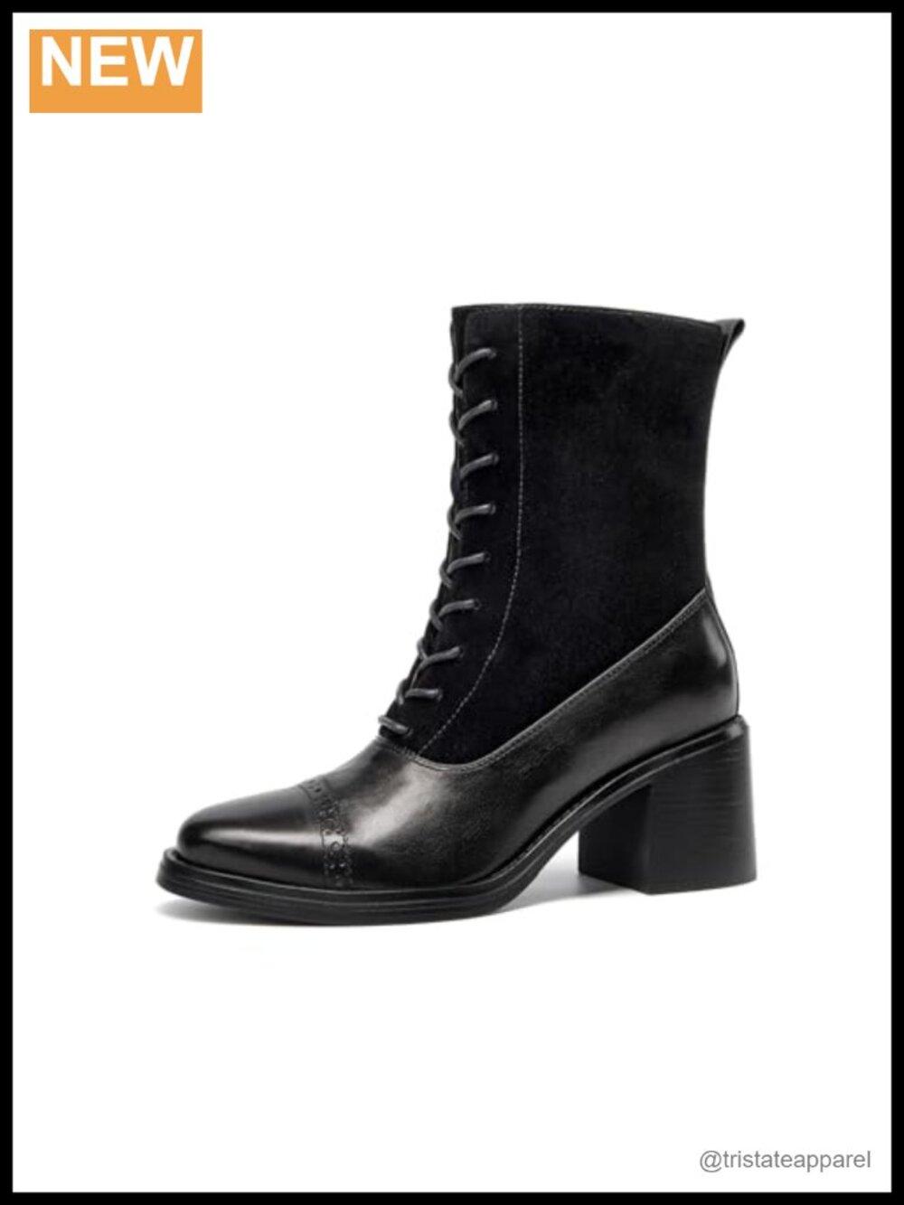 Chunky Heel Suede Ankle Boots Women Lace Up Victorian Booties with Side Zipper